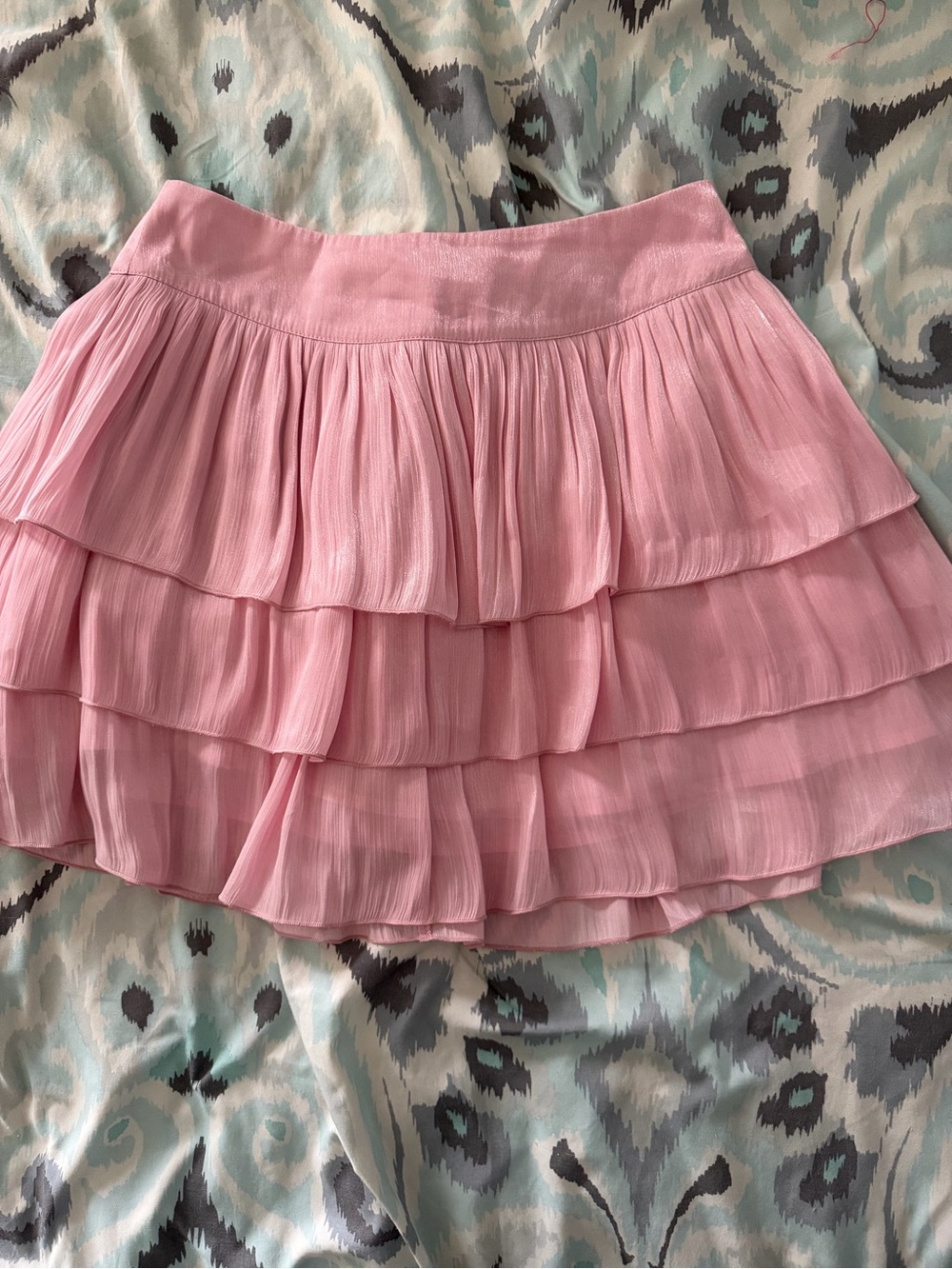 Forever 21 Pink Tiered Ruffle Skater Skirt